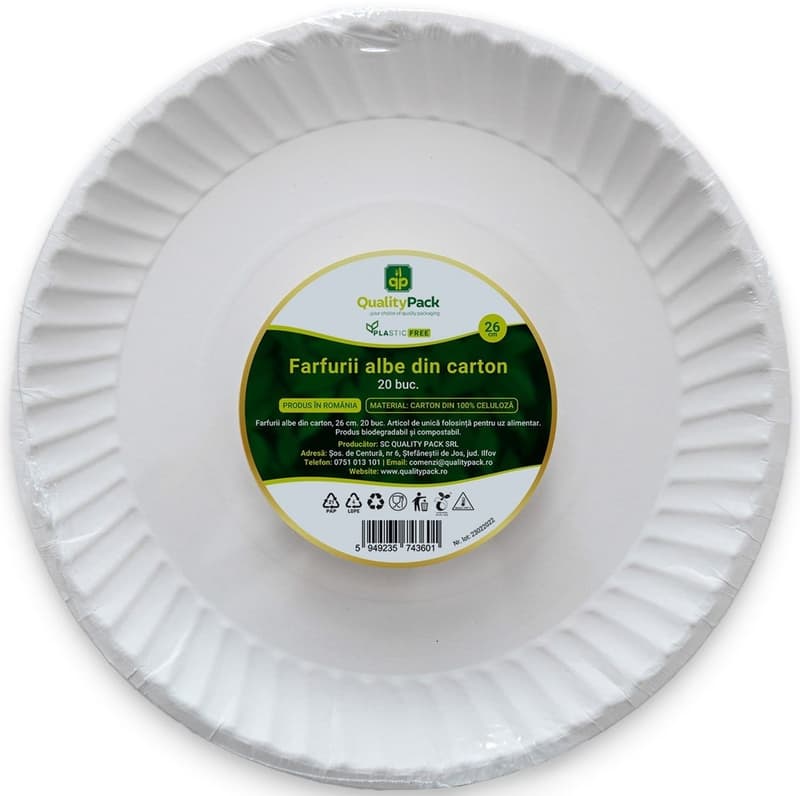 Quality Pack White Pure Board Plates 26 cm