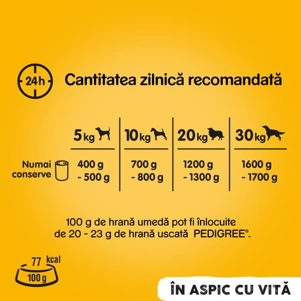Pedigree Hrana umeda pentru caini adulti cu bucati de vita in jeleu