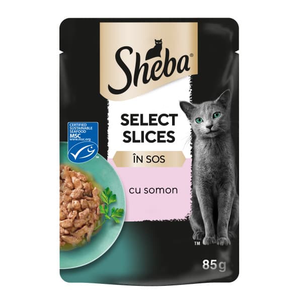 Sheba Selection Hrana umeda pentru pisici adulte, cu somon in sos