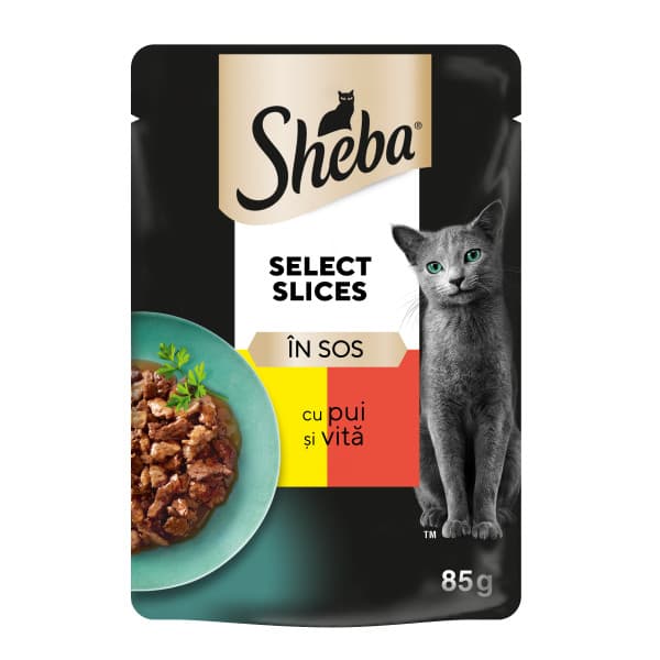 Sheba Selection Hrana umeda pentru pisici adulte, cu pui si vita in sos