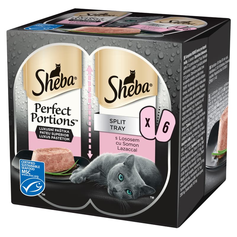 Sheba Perfect Portions Hrana umeda pentru pisici adulte, cu somon in bucata 6x37,5g