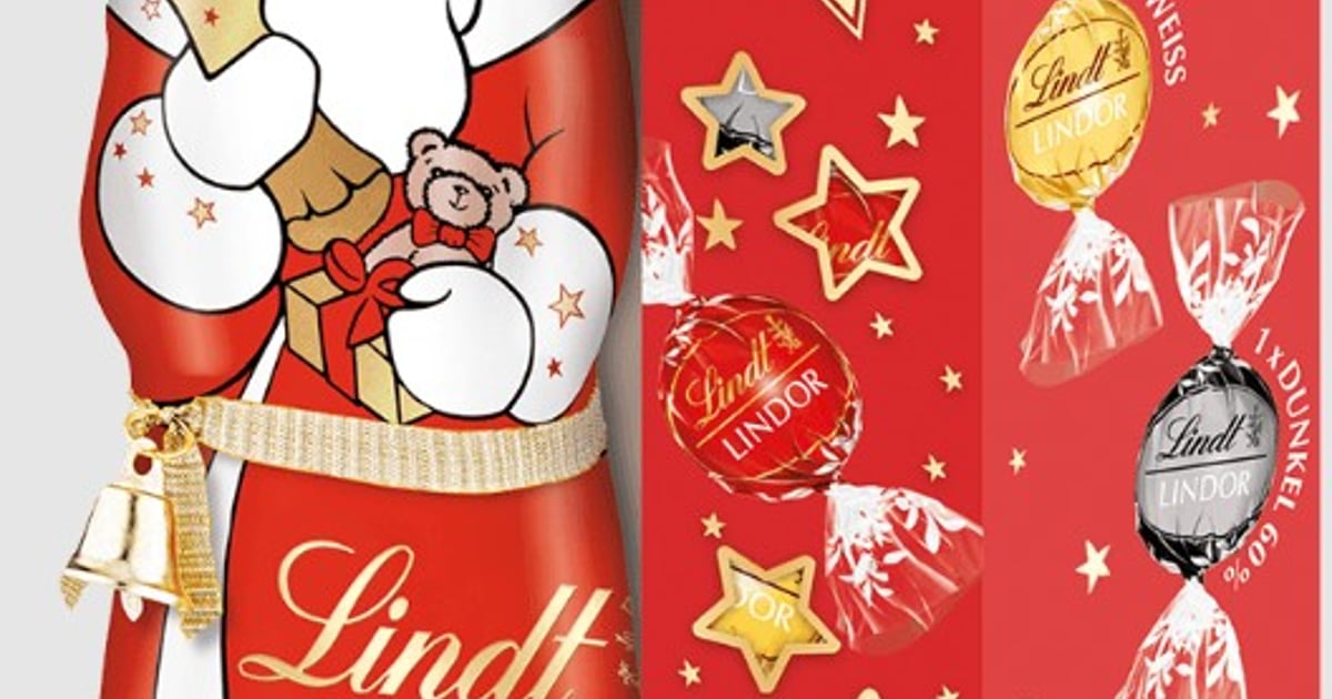 Lindt Pachet Figurina Mos Craciun si mix praline de ciocolata