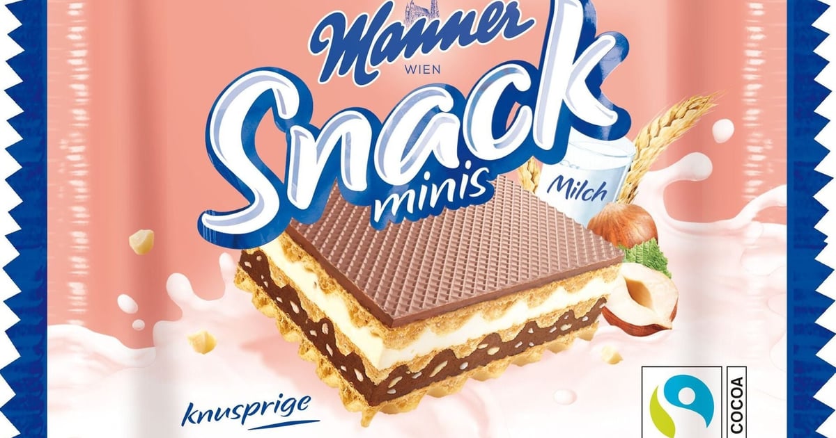 Manner Snack Minis Napolitane cu crema de alune de padure si lapte