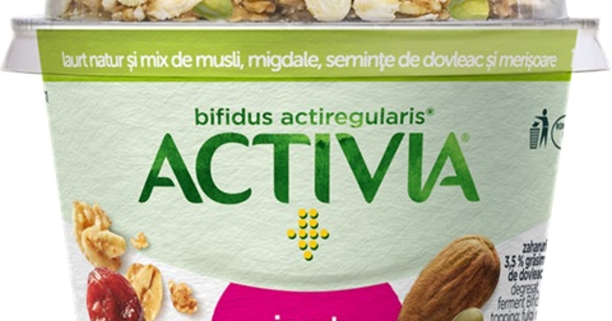 Activia Iaurt mic dejun natur fara zahar adaugat cu topping de