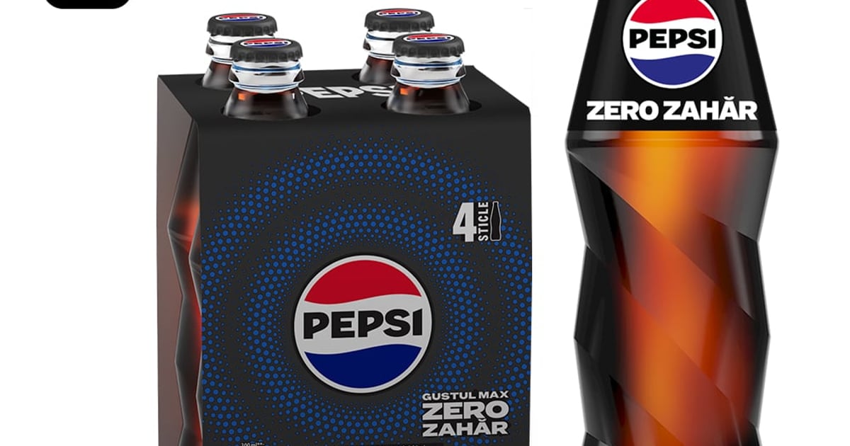 Pepsi Cola Bautura carbogazoasa zero zahar 4 pack sticla