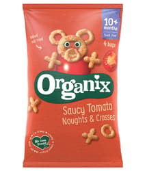 Organix ECO Snack "x si o" din porumb cu rosii, 10 luni+, 4x15g