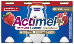 Actimel Iaurt de baut cu capsuni si rodie, vitamine (D si C) si magneziu 8x100g