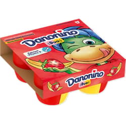 Danonino Branzica de vaci pentru copii cu piure de capsuni si banane (4x95g)