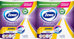 Zewa Jumbo Paper Towel Set, 3 Sheets, 2 Rolls, 460 Sheets