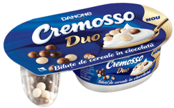 Cremosso, Iaurt indulcit, cu bilute de cereale in ciocolata