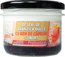 Monlacto Desert de branzica dulce cu gem de capsuni si iaurt