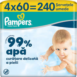 Pampers Servetele umede 99% apa, 4x60