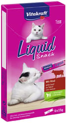 Vitakraft Snack lichid pentru pisici, cu vita si iarba pisicii, 6x15g