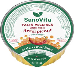 Sanovita Pasta vegetala tartinabila din linte rosie cu ardei picant