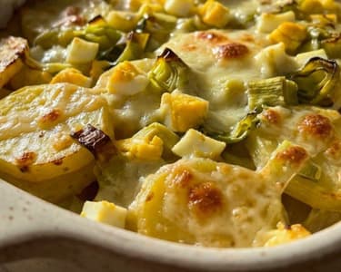 Baked Potatoes with Eggs and Leeks