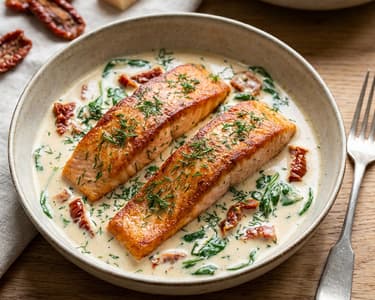 Salmon in creamy tomato sauce
