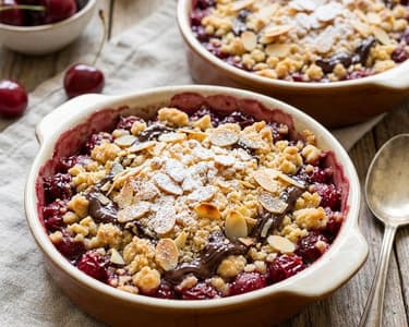 Cherry, Chocolate, and Almond Crumble