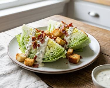 Iceberg lettuce with blue cheese dressing