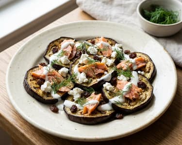 Eggplant with Smoked Salmon and Goat Cheese