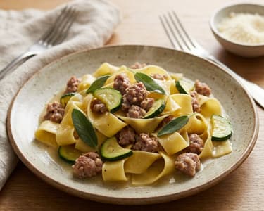 Pappardelle with Salsiccia, Zucchini, and Sage