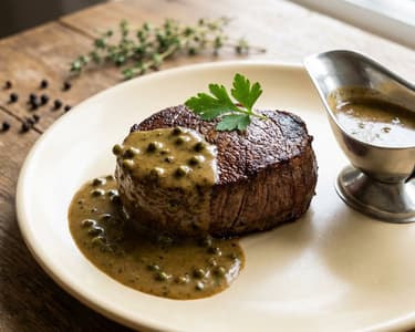 Steak with Green Peppercorn Sauce