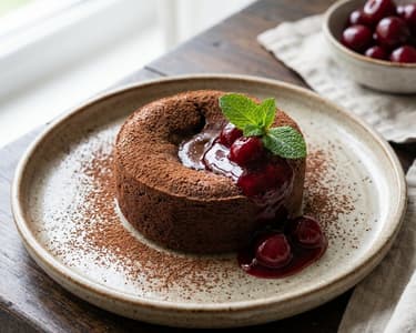 Chocolate Fondant with Cherry Sauce