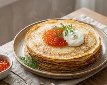 Blini with caviar and sour cream