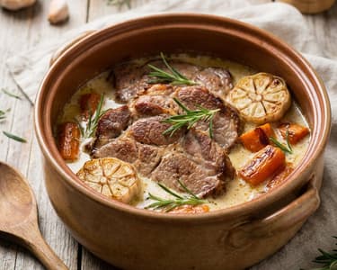 Pork Neck with Rosemary Baked in Milk