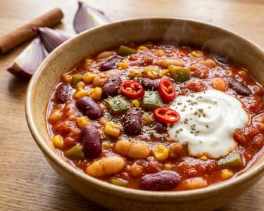 Spicy Chili with Beans and Corn (Vegetarian)