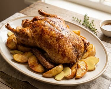 Rață pe pat de ghimbir cu mere caramelizate