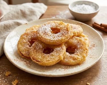 Fried apples in fine batter