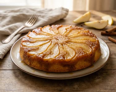 Prăjitură răsturnată cu pere și ghimbir