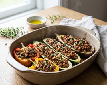 Legume la cuptor umplute cu carne tocată