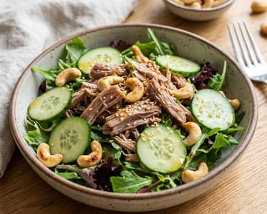 Pulled Pork Salad with Asian Flavored Cucumbers