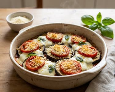 Baked Eggplant with Mozzarella and Tomatoes