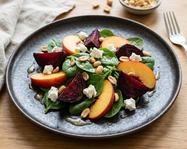 Chicken salad with beetroot and nectarine