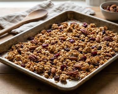Homemade Crunchy Muesli with Nuts and Dried Fruit