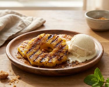 Grilled Pineapple with Brown Sugar and Ice Cream
