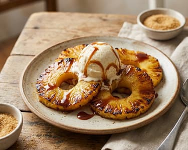 Grilled Pineapple Flambéed with Metaxa
