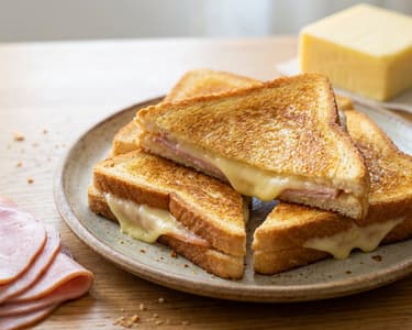 Hot sandwiches with ham and cheese