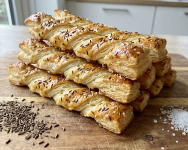 Crispy Puff Pastry Sticks with Caraway