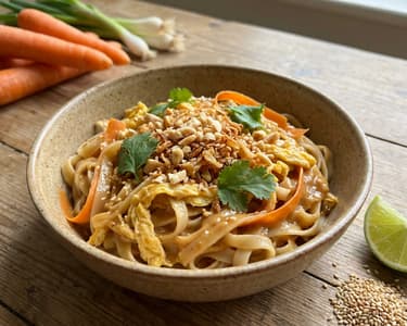 Stir-fry Rice Noodles with Tempeh and Vegetables