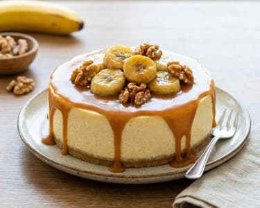 Banana and Salted Caramel Cheesecake | Refined Dessert