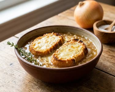 French Onion Soup with Cheese Croutons