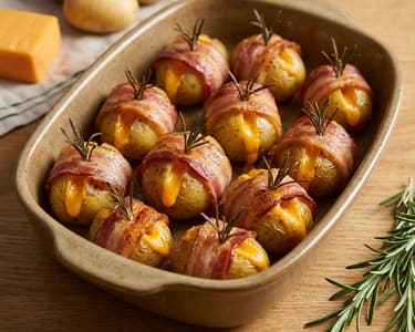 Cartofi înveliți în bacon cu cheddar și rozmarin