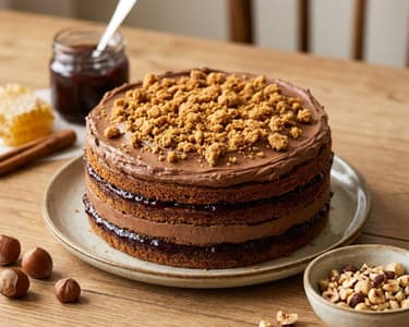 Chocolate Cake with Honey and Plum Jam