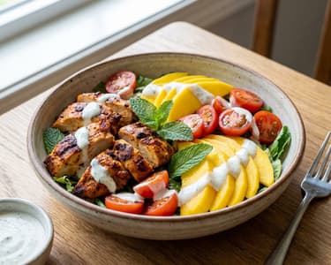 Tandoori Chicken Salad with Mango and Mint Yogurt