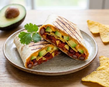 Crispy Mexican Tortilla with Beans and Avocado