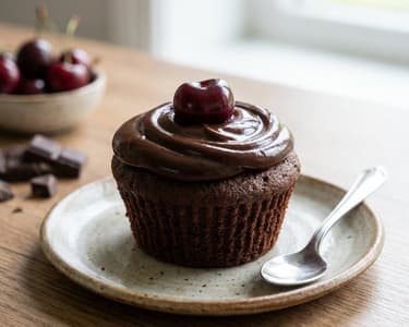 Simple Chocolate and Sour Cherry Cupcakes