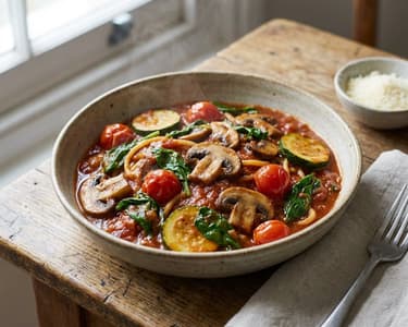 Pasta with Mushrooms and Tomatoes (One-Pot)